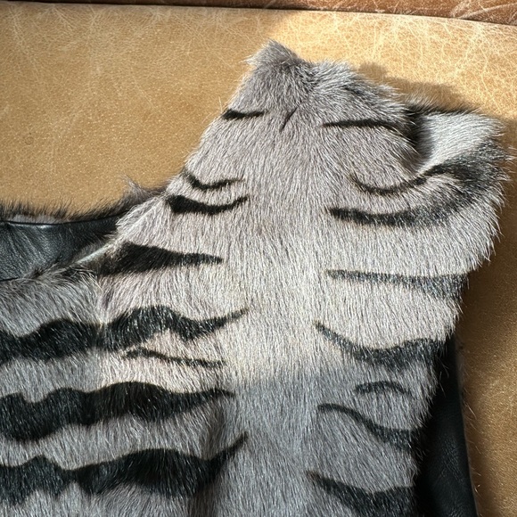 DROMe vintage cowhide Italy fur calf hair cheetah gray mini dress y2k zebra pony - Picture 13 of 15